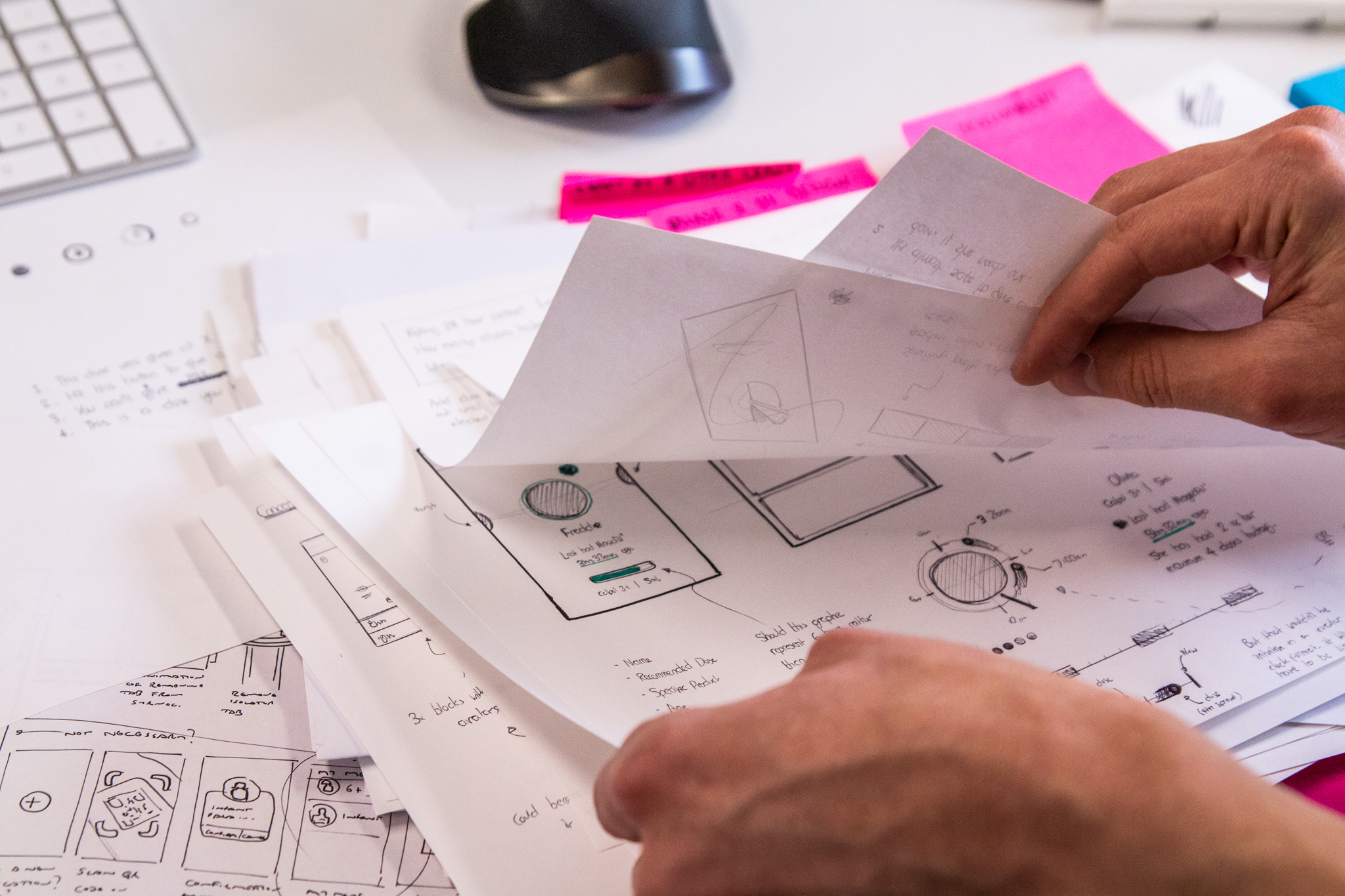 View of the medical app design process showing illustrations of user friendly design