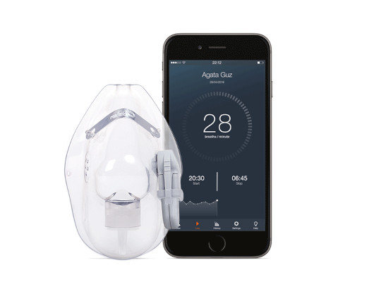 mask with sensor and connected smart phone app