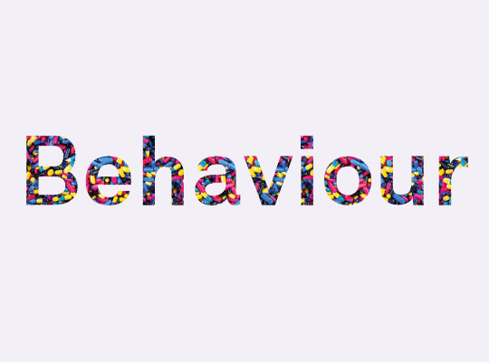 word behaviour as cut out with capsules behind
