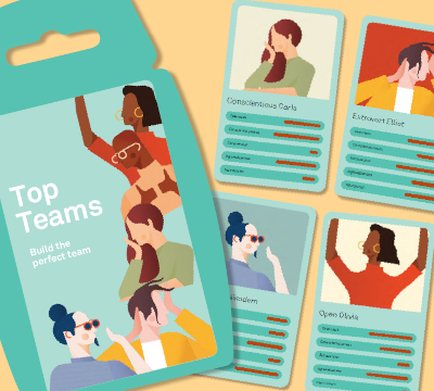 graphic of team building top trumps cards
