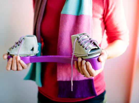 Chesca Colloredo Mansfeld holds the Miracle Feet brace