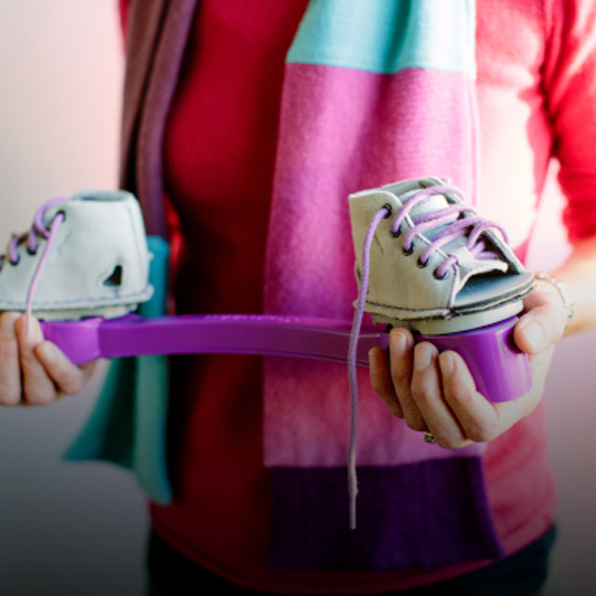 Chesca Colloredo Mansfeld holds the Miracle Feet brace