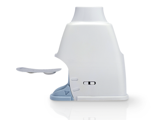 rendering of inhaler and single dose blister pack