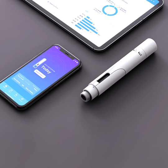 auto injector smart phone and tablet showing connectivity