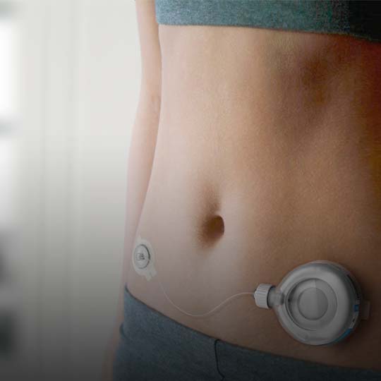 person wearing patch pump