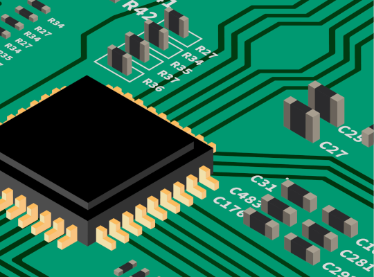 rendering of electronic circuit board